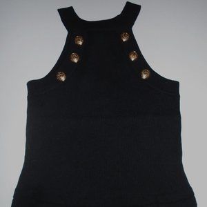 NWOT Gold logo button crewneck cropped Rib Knit tank top One size fits most